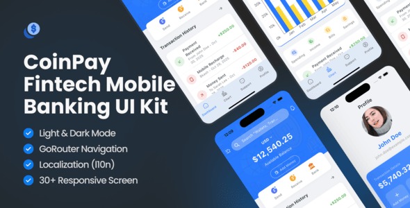 CoinPay – Fintech, Banking & Digital Wallet Mobile App UI Kit
