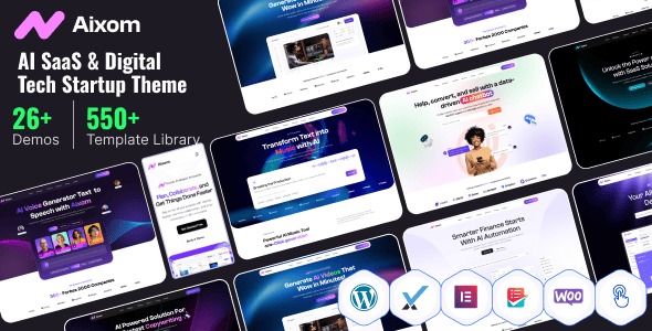 Aixom – AI SaaS, Software, and Digital Tech Startup WordPress Theme