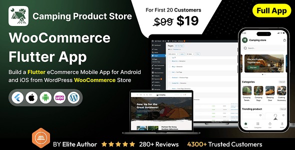 Camping Shop Store App - E-commerce Store app in Flutter (Android, iOS) with WooCommerce Full App