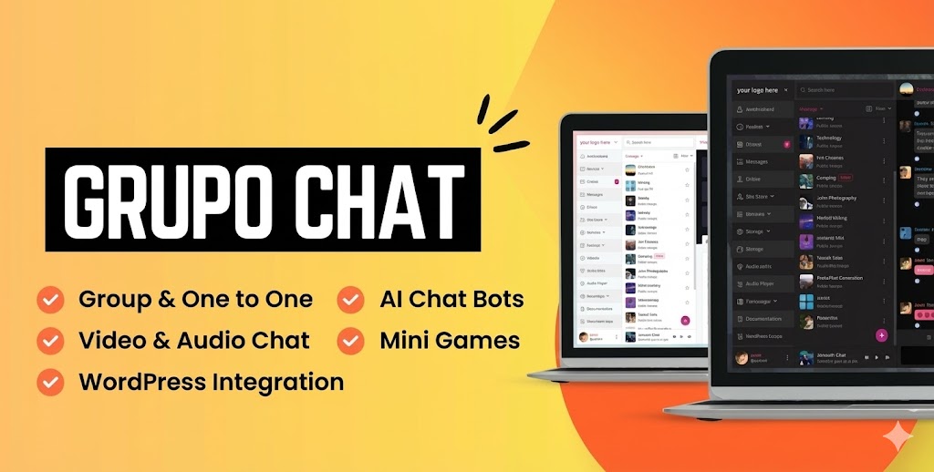 Grupo Chat - Chat Room & Private Chat - Video Chat & Audio Chat - AI Chat - PHP Group Chat Code