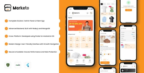 Marketo - eCommerce Completed Solution with Admin Flutter App, Node JS And MongoDB