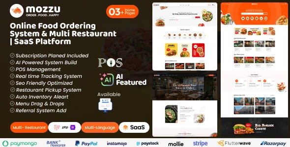 Mozzu - AI Based Online Food Ordering System & Multi-Restaurant with SaaS