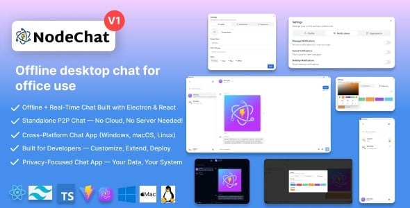 NodeChat – Secure Offline Realtime Messenger | Electron.js + React.js + Node.js