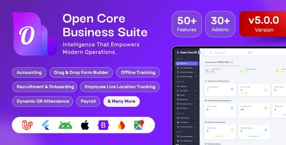 Open Core Business Suite: All-in-One System - HRMS, Accounting, Payroll & Field Operations