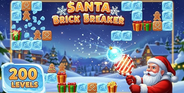 Santa Brick Breaker - HTML5 Game - Construct 3