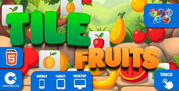Tile Fruits CompleteTemplate Construct 3 (Desktop and Mobile)