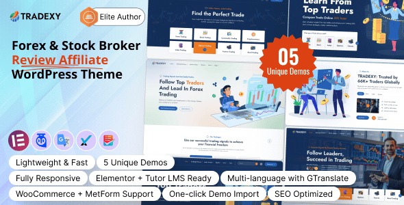 Tradexy - Forex & Stock Broker Review Affiliate WordPress Theme