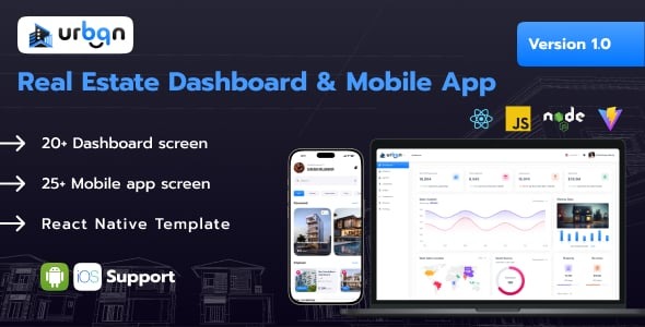Urbqn - Real Estate Property Dashboard Template with Mobile App