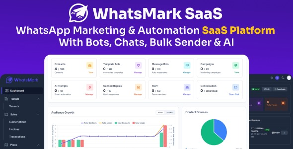 WhatsMarkSaaS - WhatsApp Marketing & Automation SaaS Platform with Bots, Chats, Bulk Sender & AI [Extended Version]