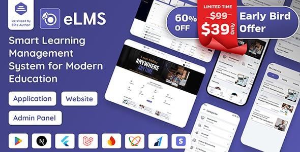 eLMS - Online Learning Management System LMS | Flutter App with Laravel Admin Panel | Next.js Web