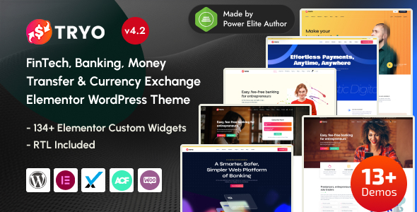 Tryo - FinTech, Banking, Money Transfer & Currency Exchange Elementor WordPress Theme