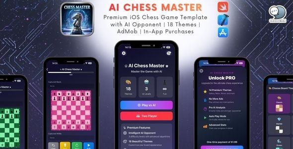 AI Chess Master iOS - Premium Chess Game Template with AI | 18 Themes | AdMob | In-App Purchase