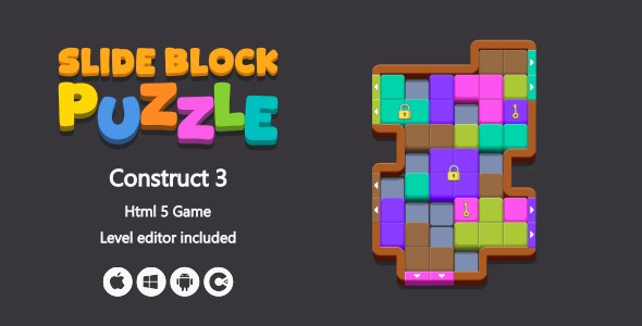 Slide Block Puzzle + Level Editor - HTML5 Game (Construct 3)