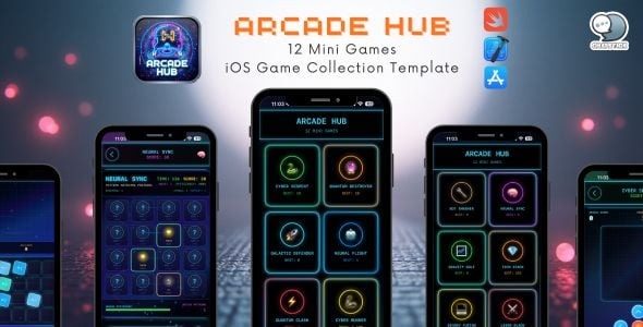 Arcade Hub - 12 Mini Games iOS Game Collection Template