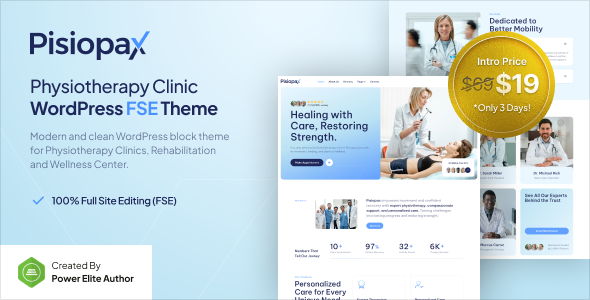 Pisiopax – Physiotherapy Clinic Gutenverse FSE WordPress Block Theme