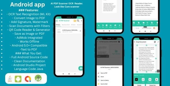 Smart PDF Scanner with OCR, Edit & Export – Android App (Java)