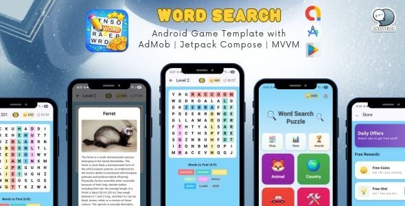 Word Search Puzzle - Android Game For Kids Template with AdMob | Jetpack Compose