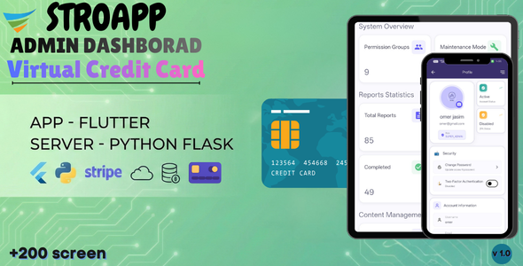 Admin Panel Virtual Card & Digital Wallet | Flutter App with Python Flask