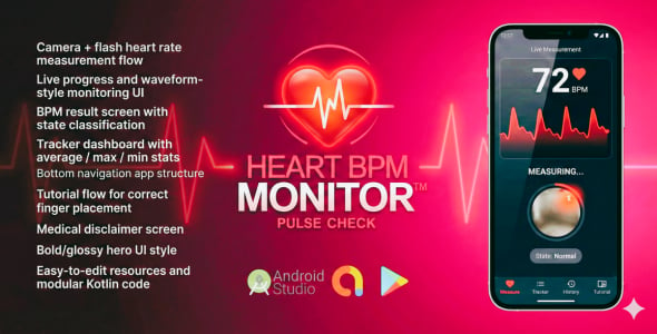 Heart BPM Monitor - Pulse Check | Andriod Project