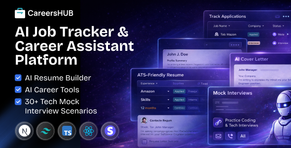 CareerHub – Job Tracker, AI Resume Builder, AI Career Tools & 30+ Tech Mock Interview Scenarios