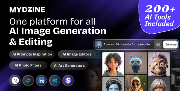 MyDzine - 200+ Tools Complete SaaS for AI Image Generation & Editing