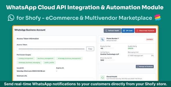WhatsApp Cloud API Integration & Automation Module for Shofy–eCommerce & Multivendor Marketplace