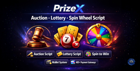 PrizeX | PHP Auction, Lottery & Multi-Vendor E-commerce Script | Mystery Box & Crypto | 2026 Version