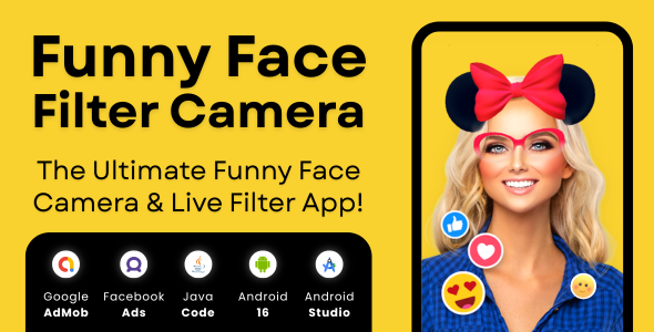Funny Face Filters Camera with AdMob Facebook Ads Android