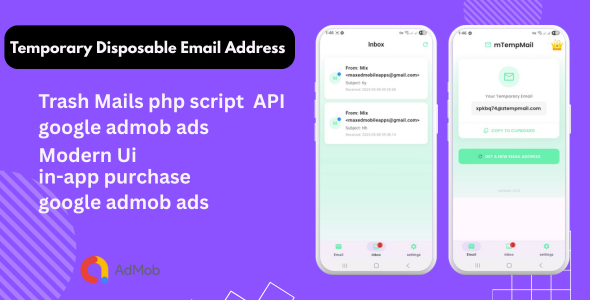 Temporary Disposable Email Address Flutter app, Trash Mails API