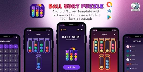 Ball Sort Puzzle - Android Games Template with 12 Themes | Full Source Code | 120+ levels | AdMob