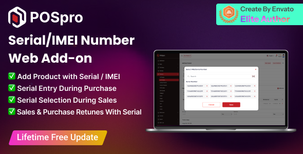 POSpro – Serial code/IMEI number add-on web and app