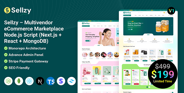 Sellzy – Multivendor eCommerce Marketplace Node.js Script (Next.js + React + MongoDB)