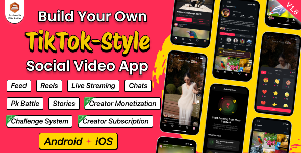 DTTrends – TikTok Clone | Reels, Live Streaming, PK Battle, Story, Feed, Chat | Flutter App