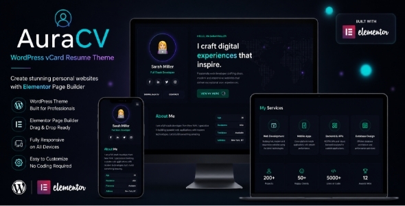 AuraCV - Premium vCard Resume WordPress Theme