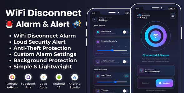 WiFi Disconnect Alarm Alert with AdMob Facebook Ads Android