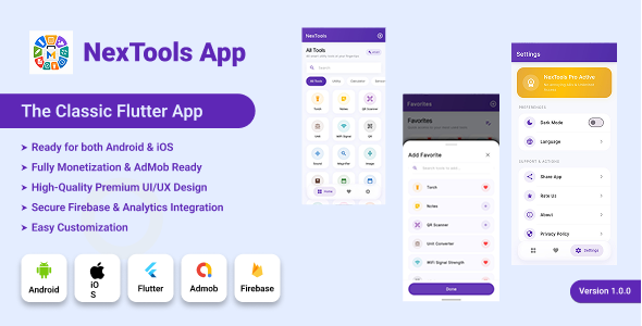 NexTools | 48-in-1 Utility and Multi-Tool Flutter App with AdMob and In-App Purchases