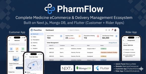 PharmaFlow — Pharmacy E-Commerce Flutter App With Next.js Admin Panel